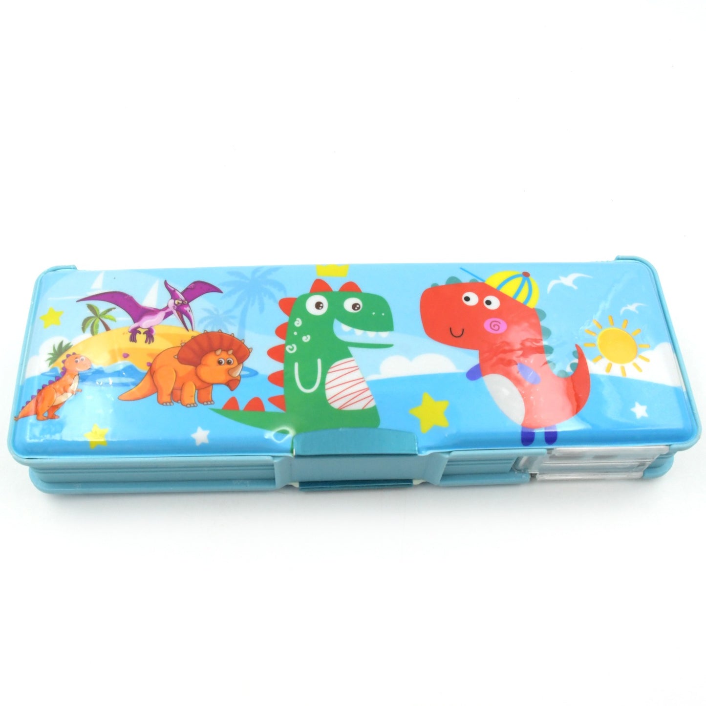 4252 Multipurpose Compass Box Plastic Double Deck Pencil Case With 2 Compartments Supplies Utility Box Storage Organizer Pencil Box For School Cartoon Printed Pencil Case For Kids Birthday Gift For Girls Boys (1 Pc Mix Design)
