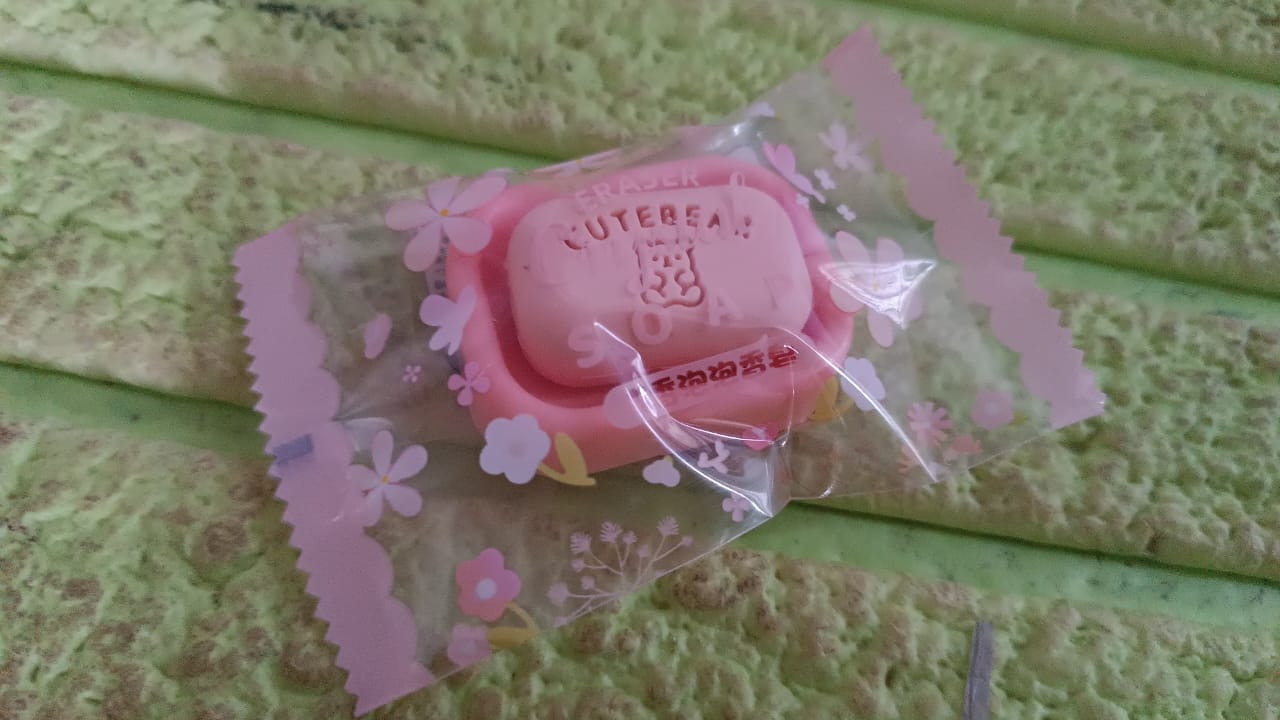 Cute Soap Shaped Erasers With Plastic Case (1 Pc With Case)