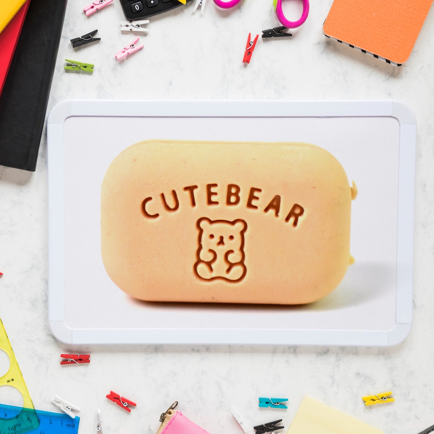 Cute Soap Shaped Erasers With Plastic Case (1 Pc With Case)