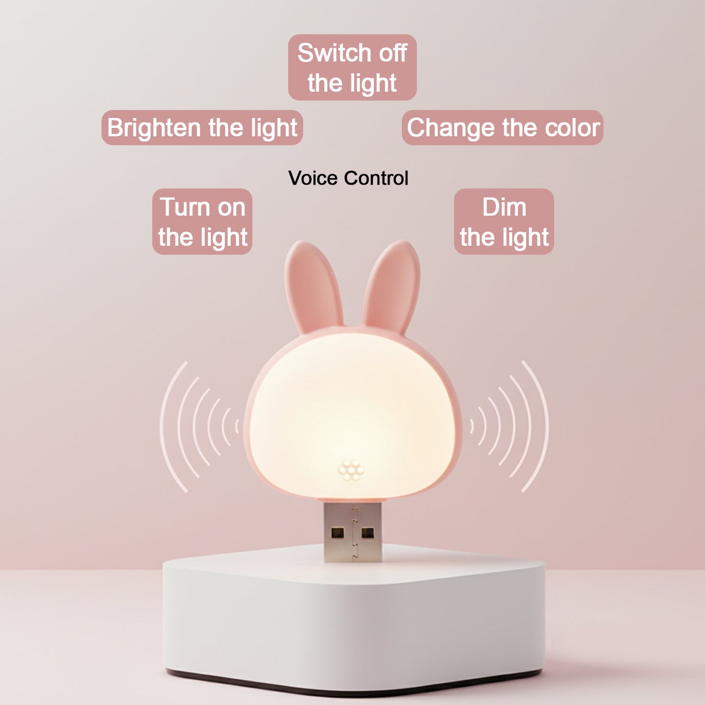 Cute Usb Rabbit Night Light With Sound Voice Activation