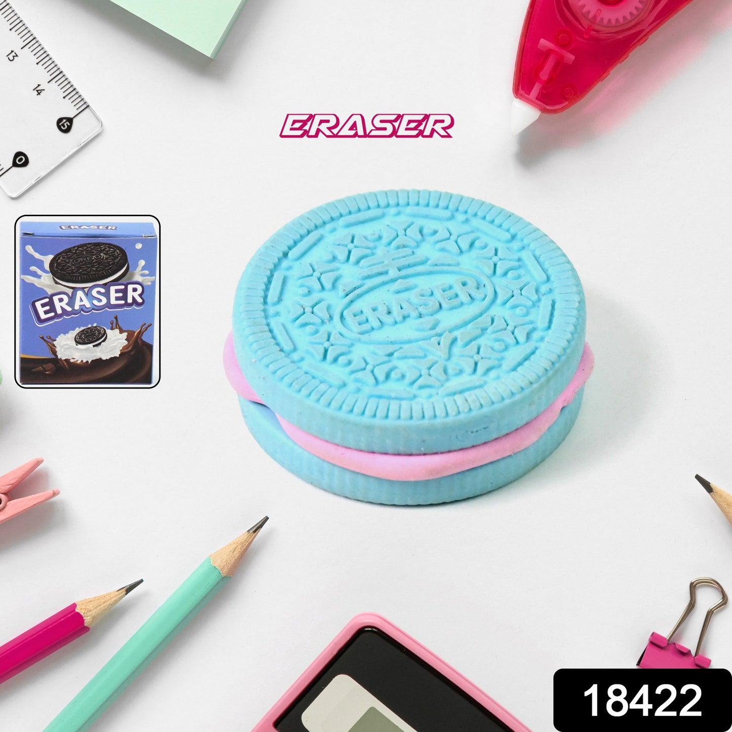Biscuit Shape Eraser Unique Designs Patterns (1 Pc)