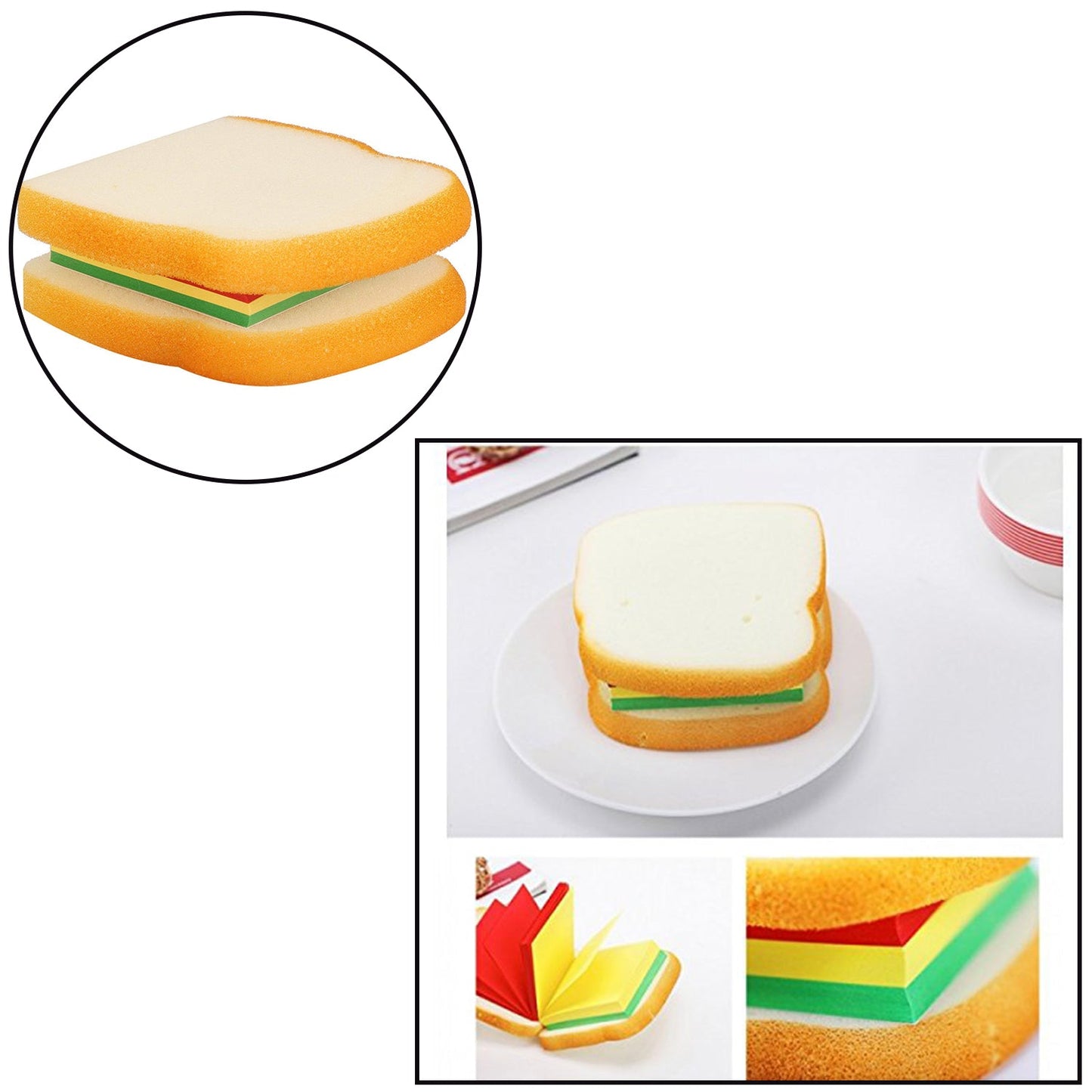 8072 Sandwich Shaped Notepad Sticky Notes Memo Pads Unique Mini Notes (Multicolor)