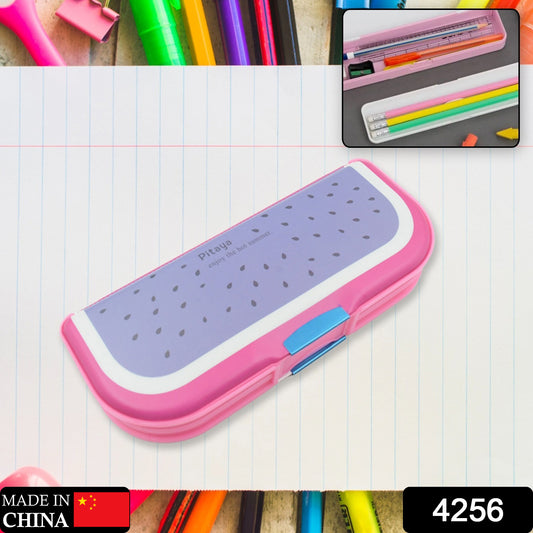 4256 Multipurpose Compass Box Pencil Box With 2 Compartments For School Cartoon Printed Pencil Case For Kids Birthday Gift For Girls  Boys Cartoon Printed Pencil Case For Kids (Mix Color 1 Pc)