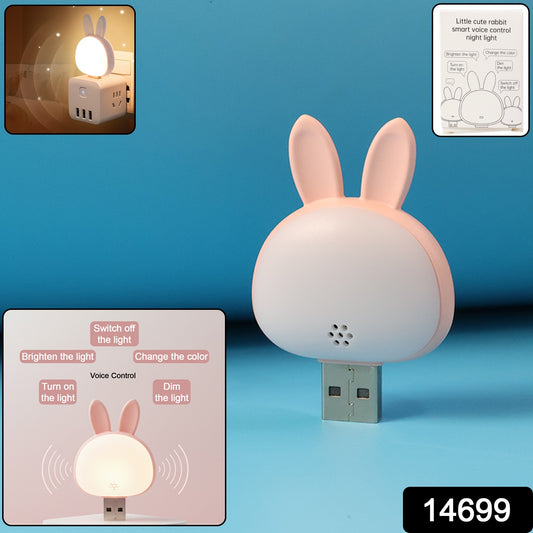 Cute Usb Rabbit Night Light With Sound  Voice Activation